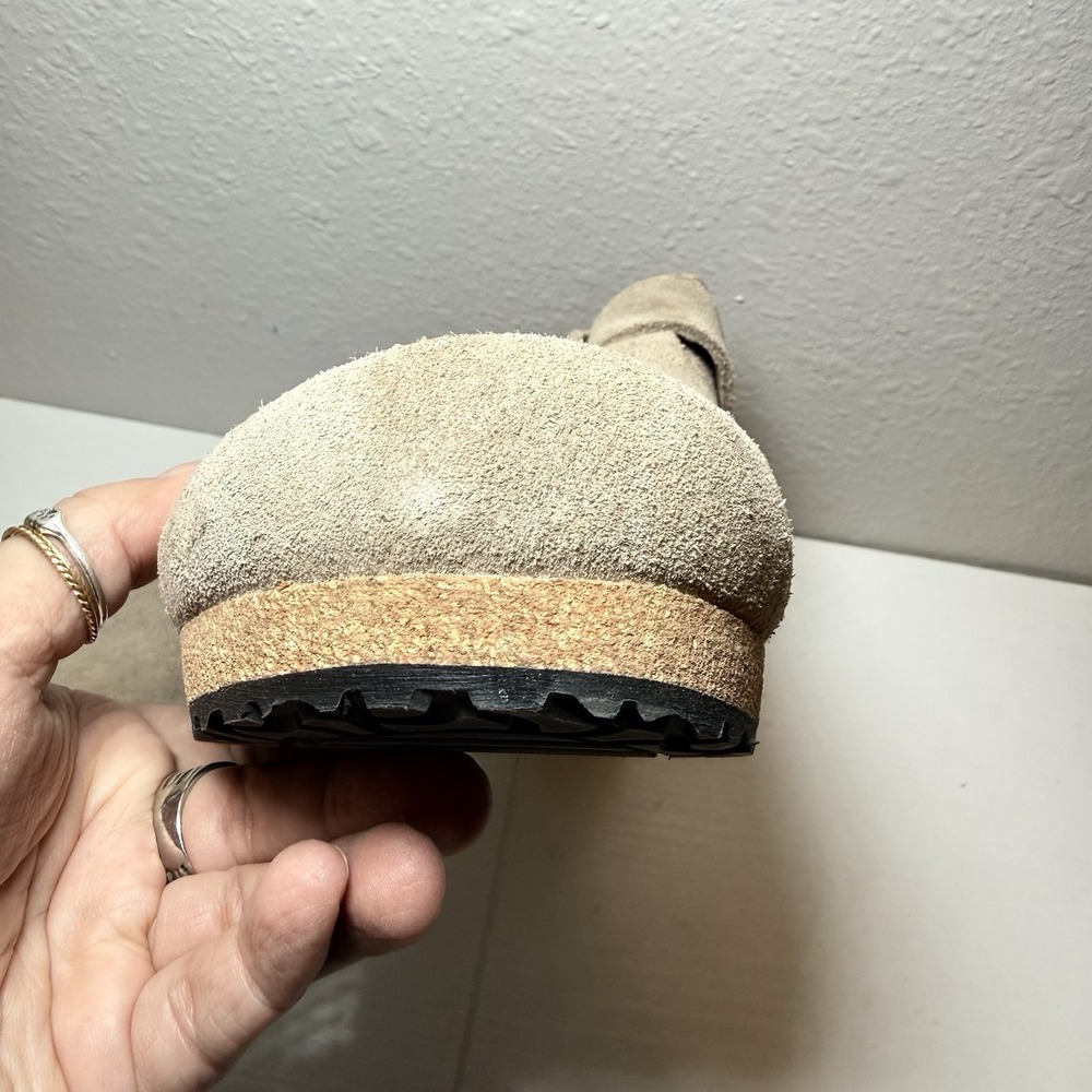 Papillio by Birkenstock Fanny Wedge Clog In Warm Sand Suede Size 41 US 10 - Picture 5 of 16